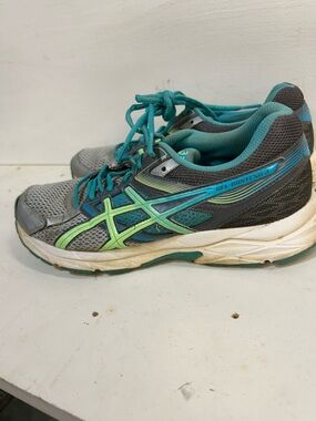 ASICS Gel-Contend 4 Athletic Shoes in Gray and Teal with Lime Accents